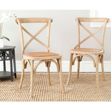 Franklin Natural and Medium Brown X-Back Farmhouse Chair Set of 2