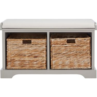 Franklin Vintage Grey Wicker Storage Bench