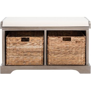 Franklin Vintage White Wicker Storage Bench