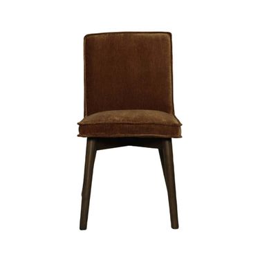 Franklyn Dining Chair Set of 2 In Dark Brown and Distressed Velvet Bronze