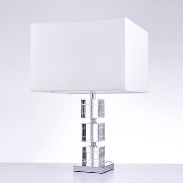 Fredo Collection Metal and Crystal Table Lamp Lights In White and Clear