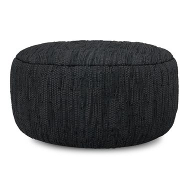 Fredrik 30 Inch Round Pouf In Black