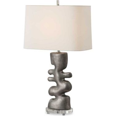 Free Flowing Nickel Table Lamp In Silver