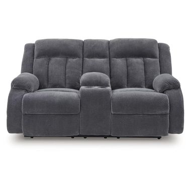 Free Wake Power Reclining Loveseat with Console In Steel