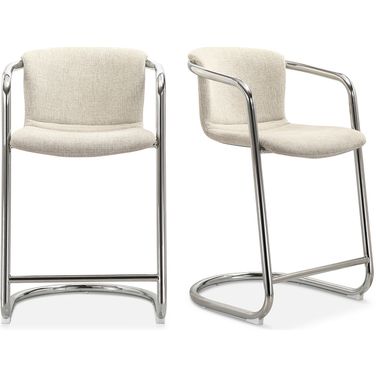 Freeman Chrome Frame Counter Stool Set of 2 In Blended White