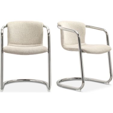 Freeman Chrome Frame Dining Chair Set of 2 In Blended Cream