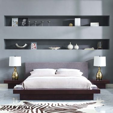 Freja Cappuccino Gray 3 Piece Queen Fabric Bedroom Set