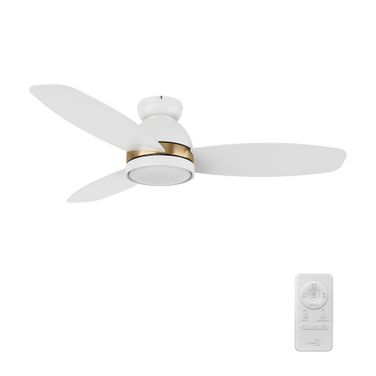 Fremont 48 Inch 3-Blade Flush Mount Smart Ceiling Fan with LED Light and Remote In Gold and White