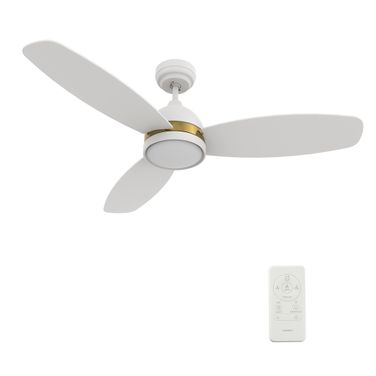 Fremont 48 Inch 3-Blade Smart Ceiling Fan with LED Light and Remote In Gold and White