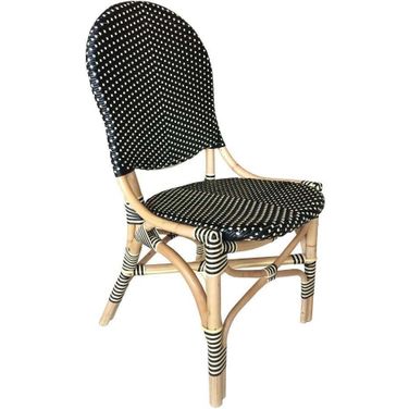 French Bistro Chair in Black and Beige Set Of 2