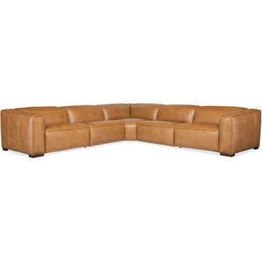 Fresco 5 Seat Power Recline Sectional In Brown
