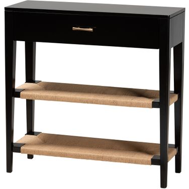 Freya Bayur Wood 1 Drawer Console Table In Black