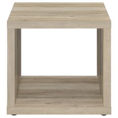 Frisco Square Engineered Wood Side End Table In Distressed Pine