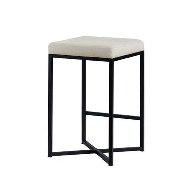 Frodo Fabric Seat Stool with Metal Base In White and Black