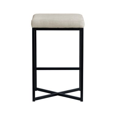Frodo Fabric Seat Stool with Metal Base In White and Black