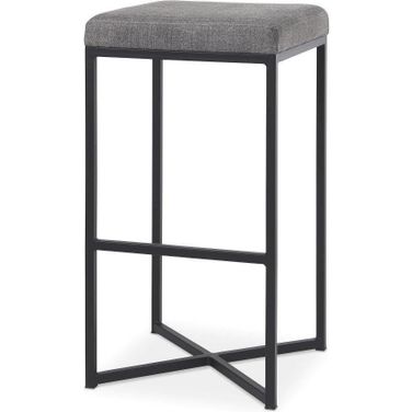 Frodo Gray Fabric Seat With Black Iron Frame Bar Stool