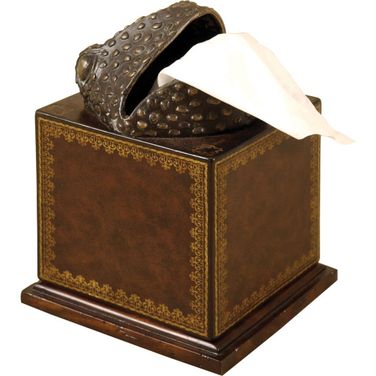 Frog Tissue Holder In Chocolate and Verdigris