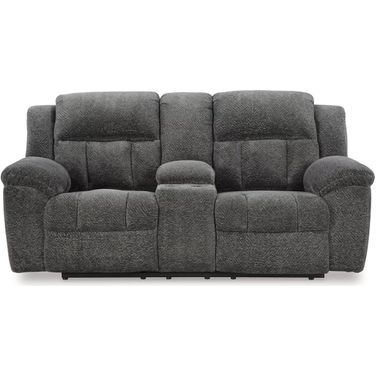 Frohn Reclining Loveseat with Console In Graphite