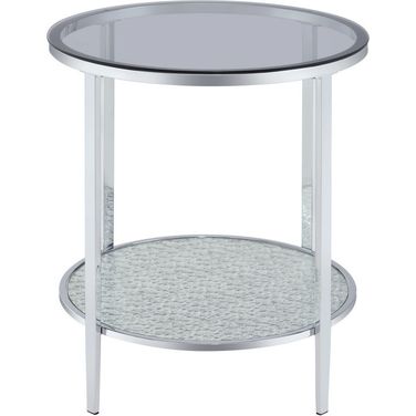 Frostine Round End Table In Silver