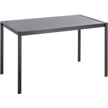 Fuji Contemporary Dining Table In Black Metal With Black Wood Top