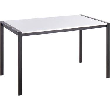 Fuji Contemporary Dining Table In Black Metal With White Wood Top
