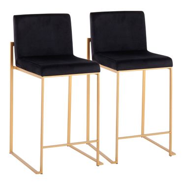 Fuji High Back Counter Stool Set of 2 In Gold/Black