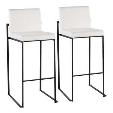 Fuji Velvet High Back Barstool Set of 2 In Black and White