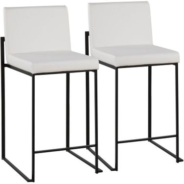 Fuji High Back Leather Counter Stool Set of 2 In Black and White