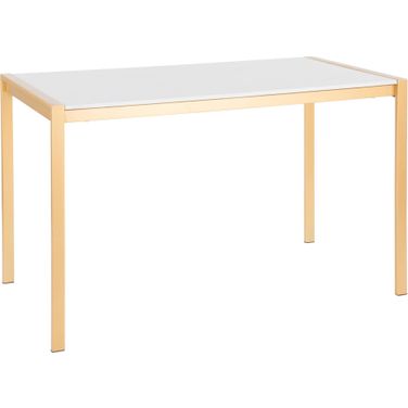 Fuji Modern/Glam Dining Table In Gold Metal With White Marble Top