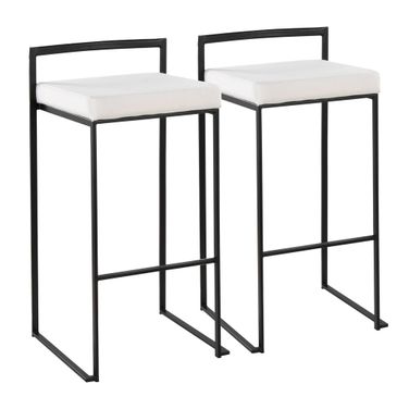 Fuji Stacker Barstool Set of 2 In Black and White