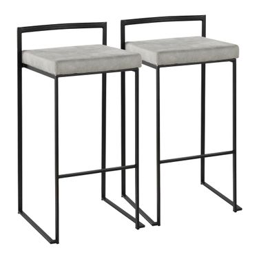 Fuji Stacker Barstool Set of 2 In Light Grey and Black