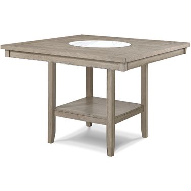 Fulton Counter Table with Marble Lazy Susan In White Oak