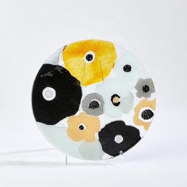 Fused Small Neutral Floral Charger In White