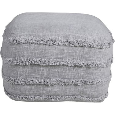 Fyori Striped Hand-Woven All-Natural Ottoman Pouf In Gray