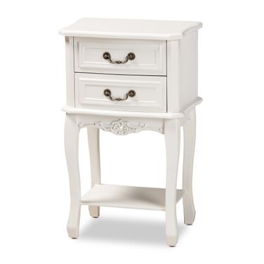 Gabrielle 2 Drawer Wood End Table In White