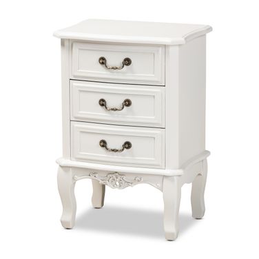 Gabrielle 3 Drawer Wood End Table In White