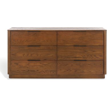 Gabrietta 6 Drawer Wood Dresser In Black and Medium Oak