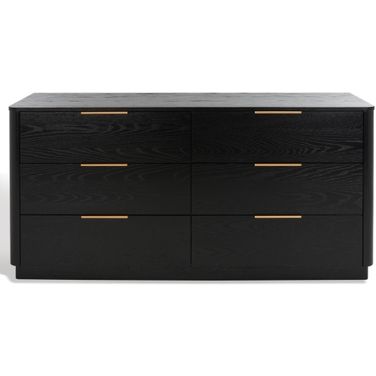 Gabrietta 6 Drawer Wood Dresser In Black and Gold