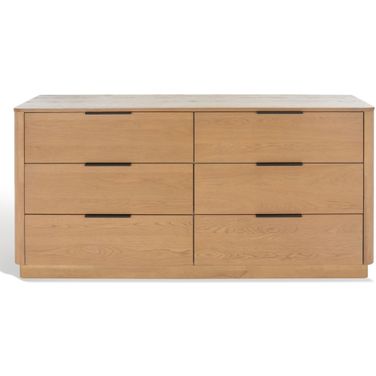 Gabrietta 6 Drawer Wood Dresser In Natural and Black