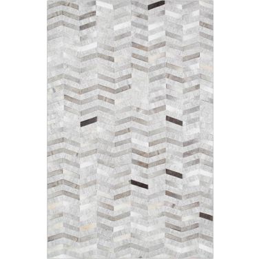 Galaxy Cowhide and Sari Silk Area Rug 12' x 15' In Silver