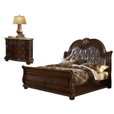 Galaxy Home Roma Panel Bedroom Set in Dark Walnut