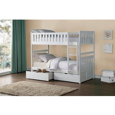 Galen White Bunk Bedroom Set With Storage Boxes