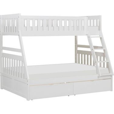 Galen Twin/Full Bunk Bed with Storage Boxes In White
