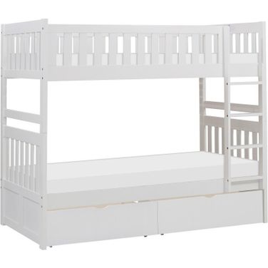 Galen Twin/Twin Bunk Bed with Storage Boxes In White