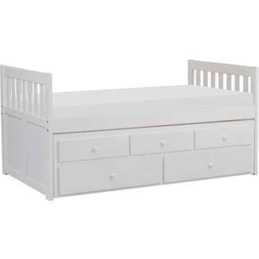 Galen White Twin Panel Storage Trundle Bed