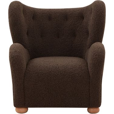 Galloway Wingback Teddy Accent Chair In Dark Brown and Natural
