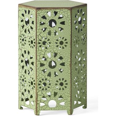 Galore 14 Inch Side Table with Sunburst Cut Out Design In Green
