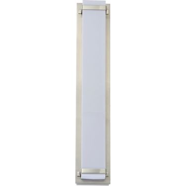 Gannon Brush Nickel and White Vanity Bar Bathroom Sconce