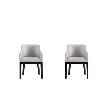 Gansevoort Faux Leather Dining Armchair Set of 2 In Light Grey