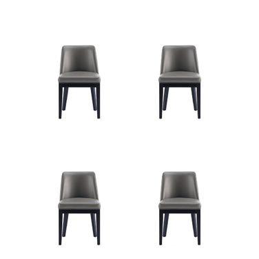 Gansevoort Faux Leather Dining Chair Set of 4 In Pebble Grey